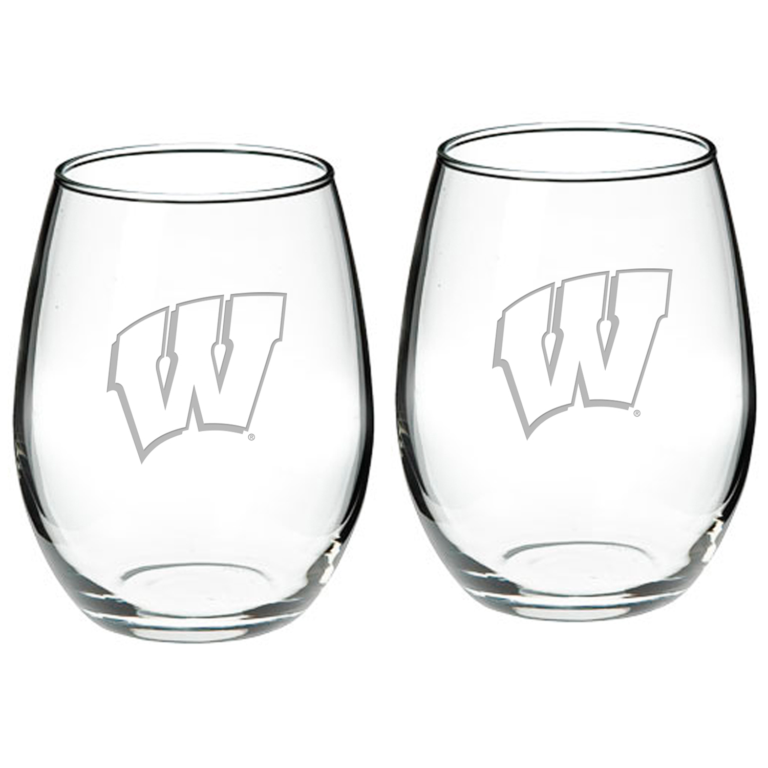 Wisconsin Badgers 2-Piece 21oz. Stemless Wine Glass Set