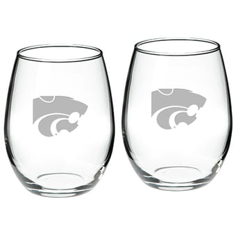 Kansas State Wildcats 2-Piece 21oz. Stemless Wine Glass Set