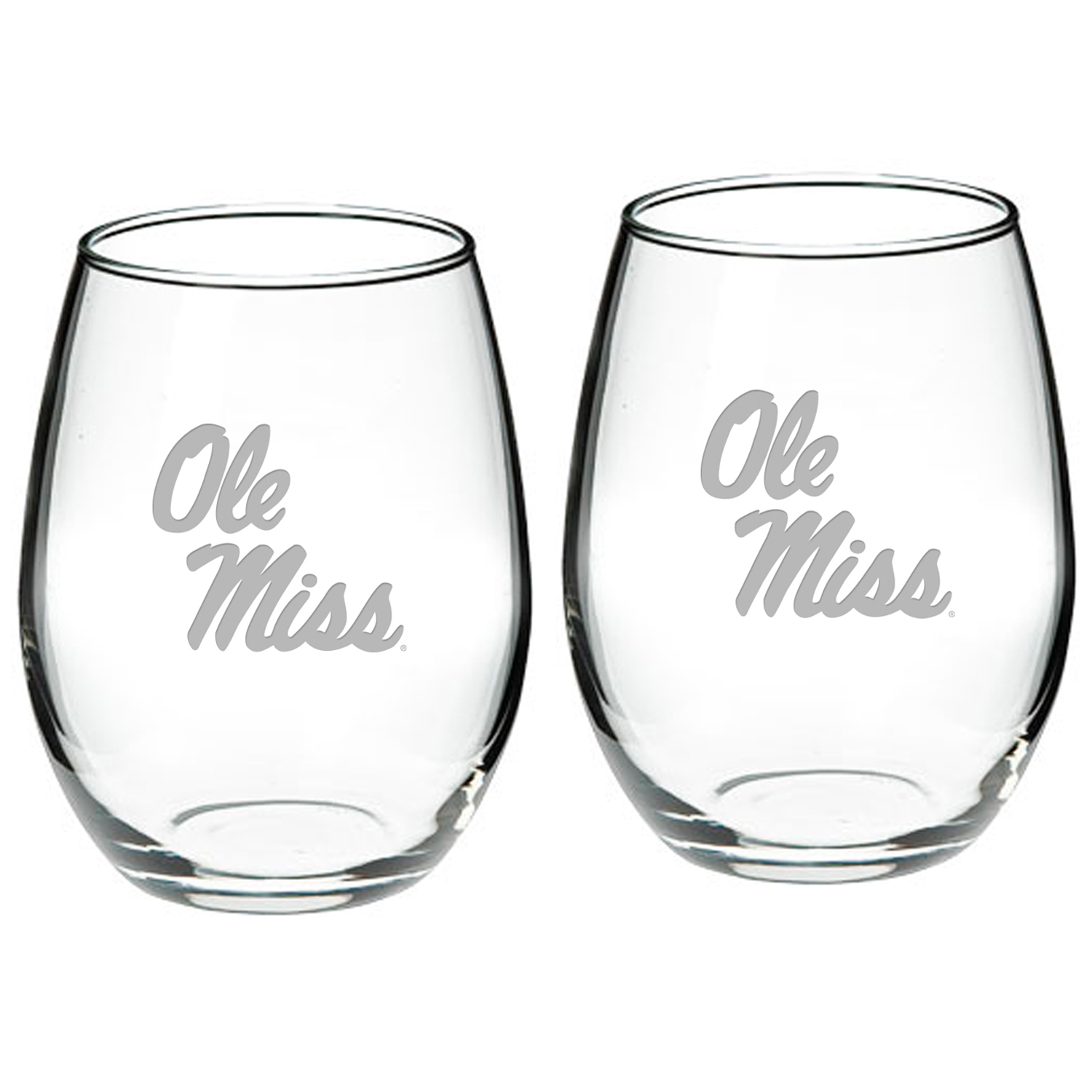 Ole Miss Rebels 2-Piece 21oz. Stemless Wine Glass Set