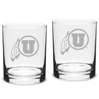 Utah Utes 2-Piece 14oz. Classic Double Old-Fashioned Glass Set