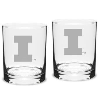 Illinois Fighting Illini 2-Piece 14oz. Classic Double Old-Fashioned Glass Set