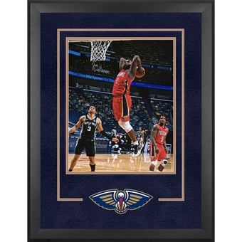 Zion Williamson New Orleans Pelicans Autographed Deluxe Framed 16'' x 20'' Dunk in Red Jersey Photograph
