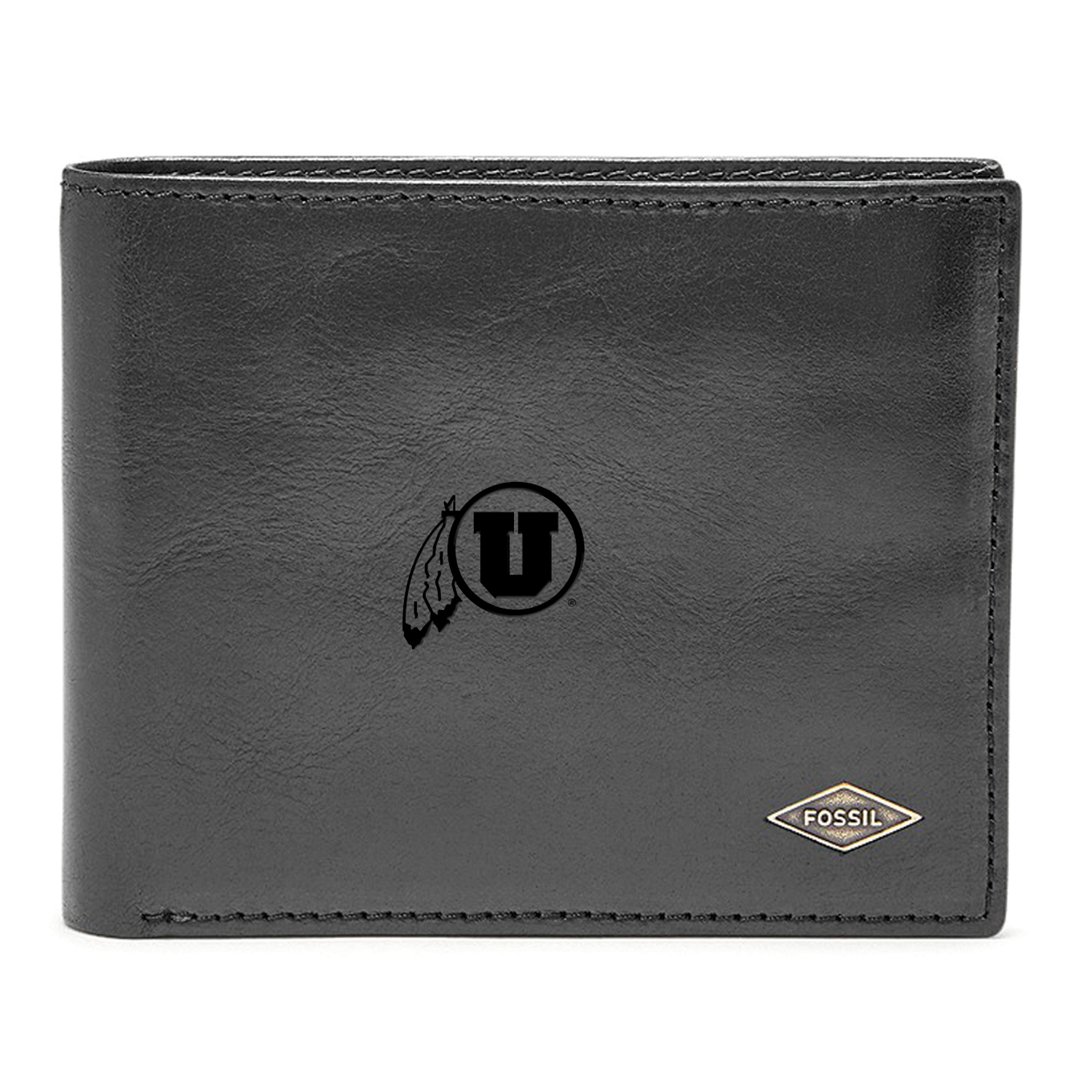 Men's Fossil Utah Utes Leather Ryan RFID Flip ID Bifold Wallet