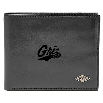Men's Fossil Montana Grizzlies Leather Ryan RFID Flip ID Bifold Wallet