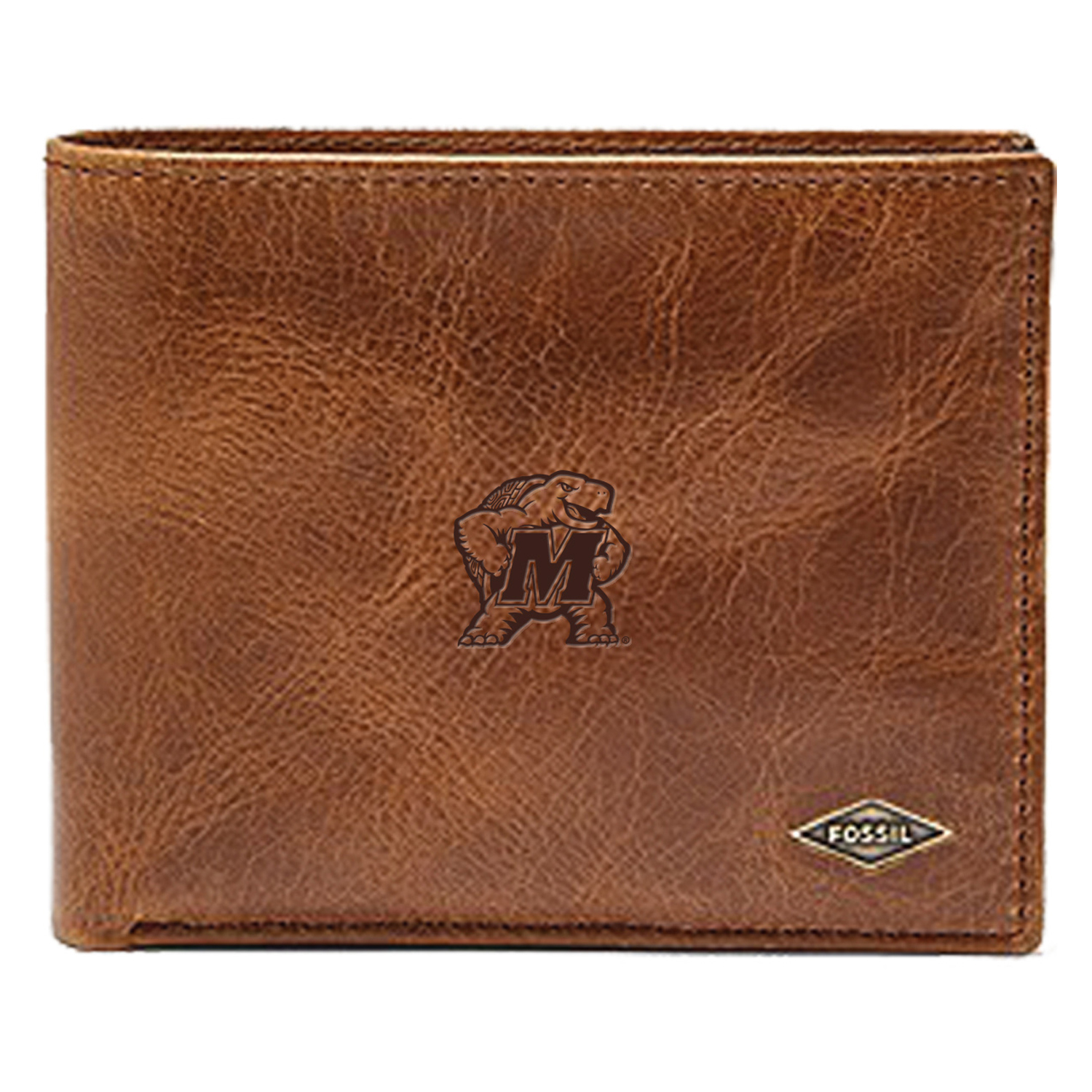 Men's Fossil Brown Maryland Terrapins Leather Ryan RFID Passcase Wallet