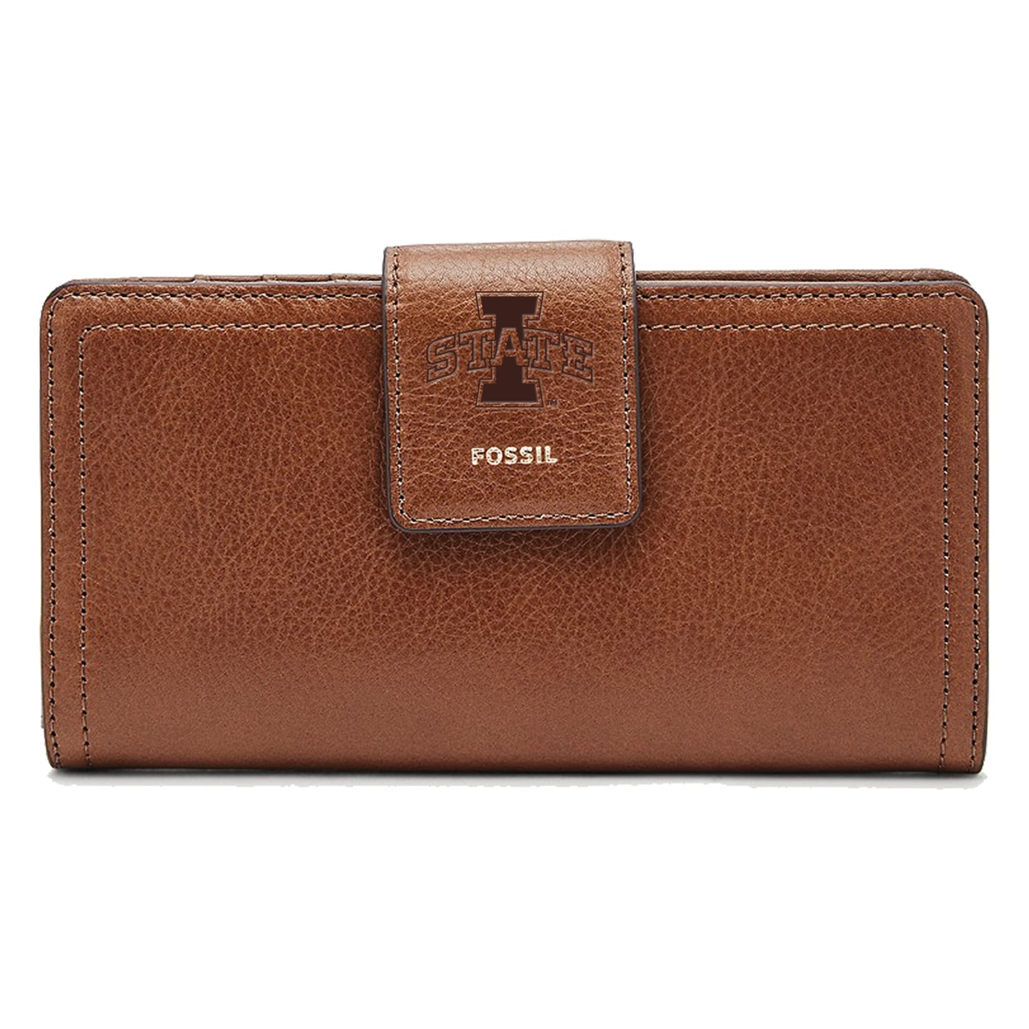 Women's Fossil Brown Iowa State Cyclones Leather Logan RFID Tab Clutch