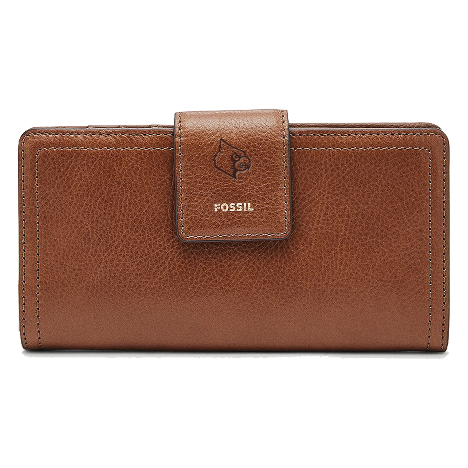 Women's Fossil Brown Louisville Cardinals Leather Logan RFID Tab Clutch