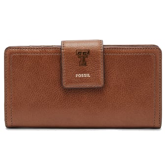 Women's Fossil Brown Texas Tech Red Raiders Leather Logan RFID Tab Clutch