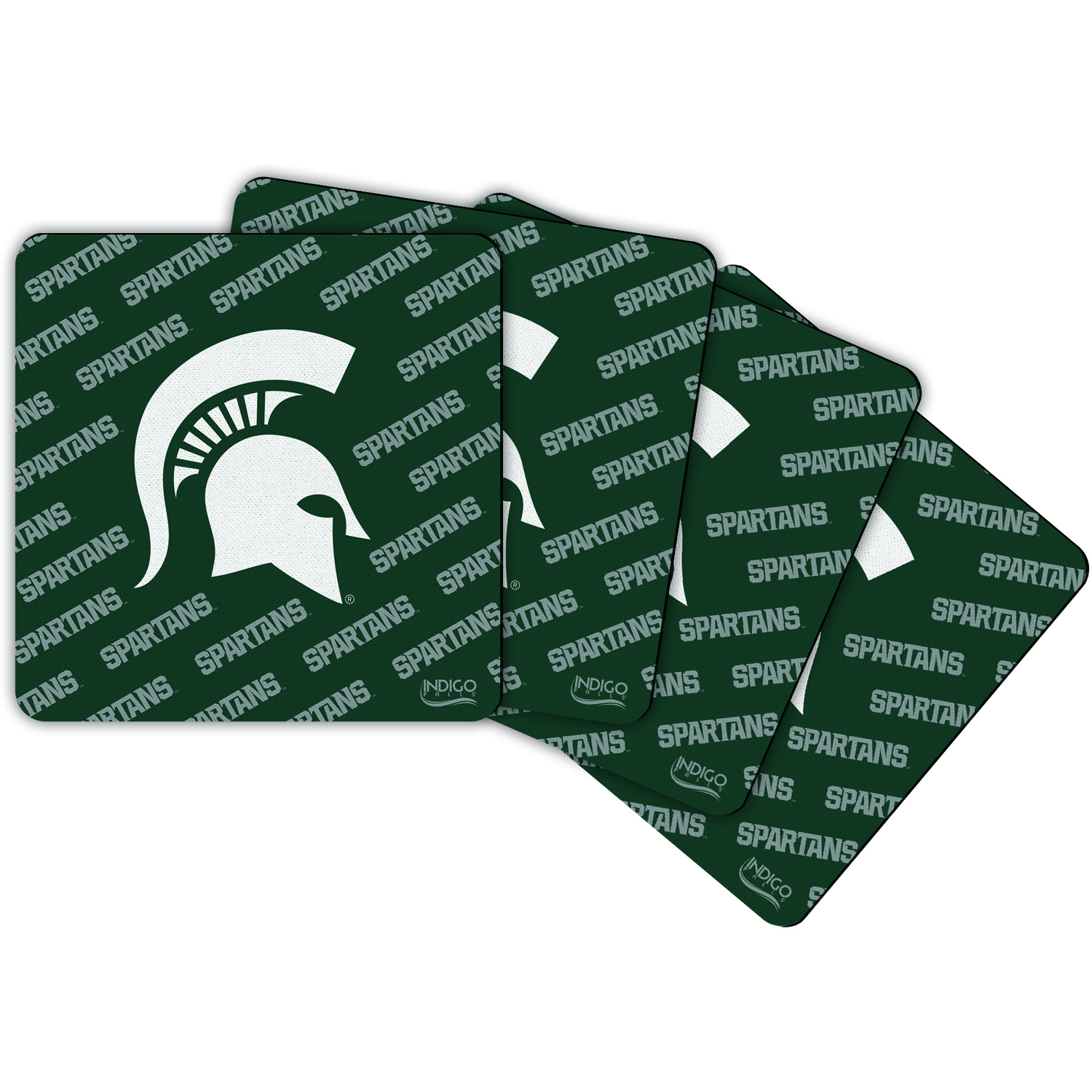 Michigan State Spartans Four-Pack Square Repeat Coaster Set Michigan State Spartans Four-Pack Square Repeat Coaster Set