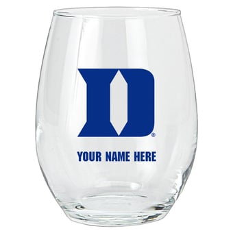 Duke Blue Devils 15oz. Personalized Stemless Glass Tumbler