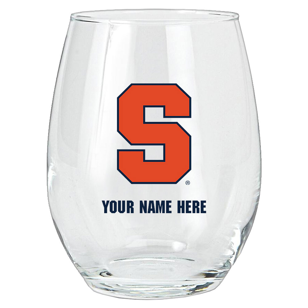 Syracuse Orange 15oz. Personalized Stemless Glass Tumbler