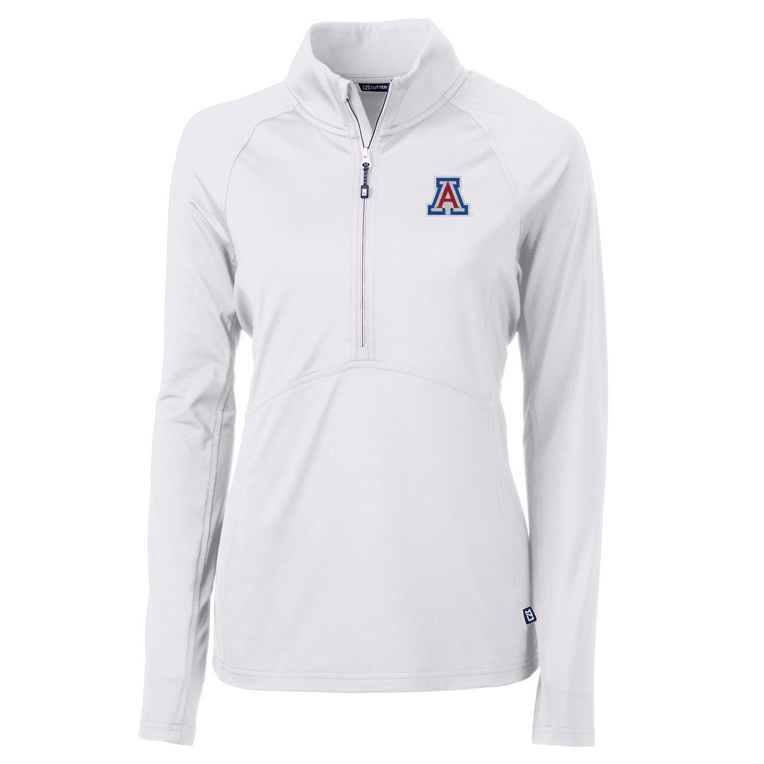 Women's Cutter & Buck White Arizona Wildcats Adapt Eco Knit Half-Zip Pullover Jacket