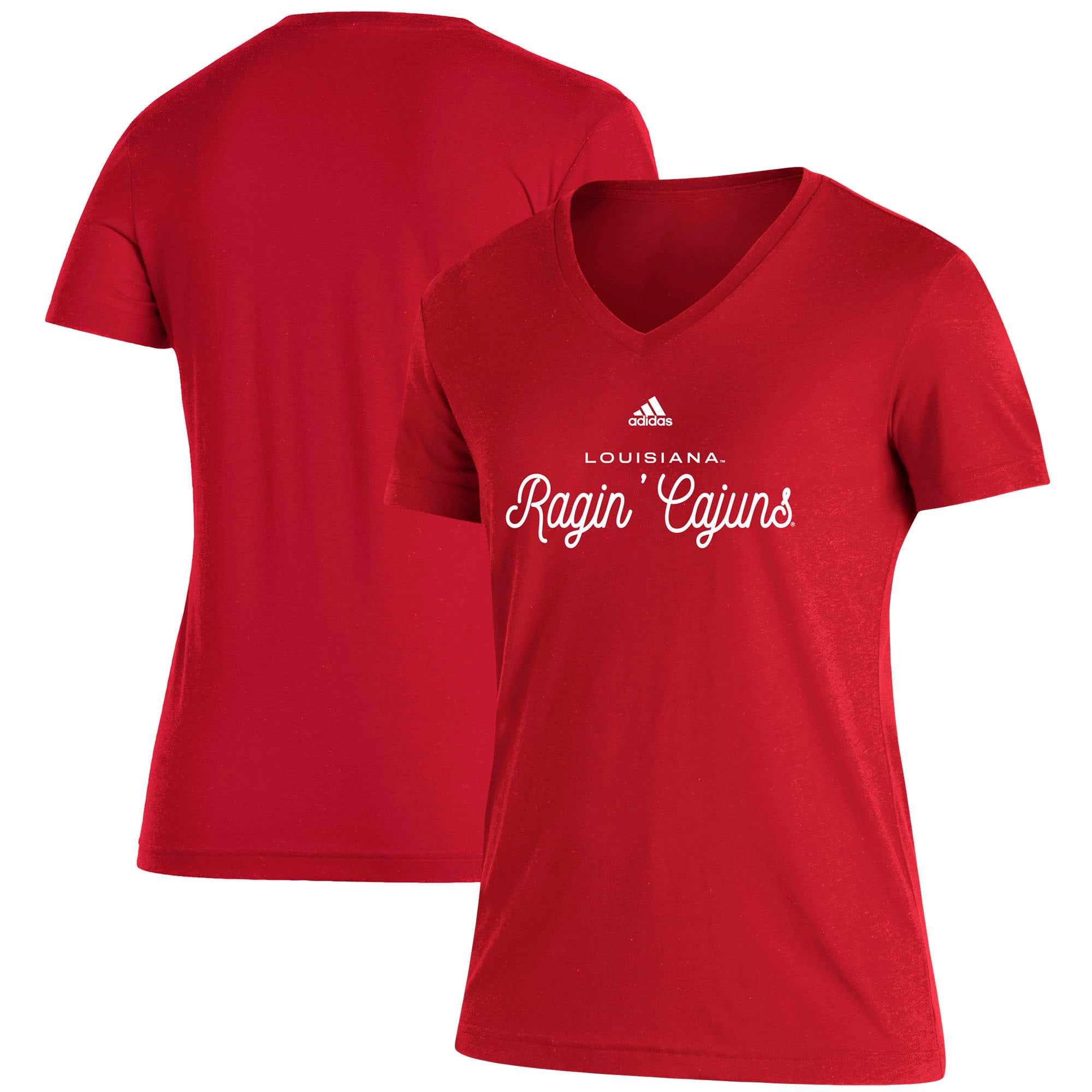 Women's adidas Red Louisiana Ragin' Cajuns Blend V-Neck T-Shirt
