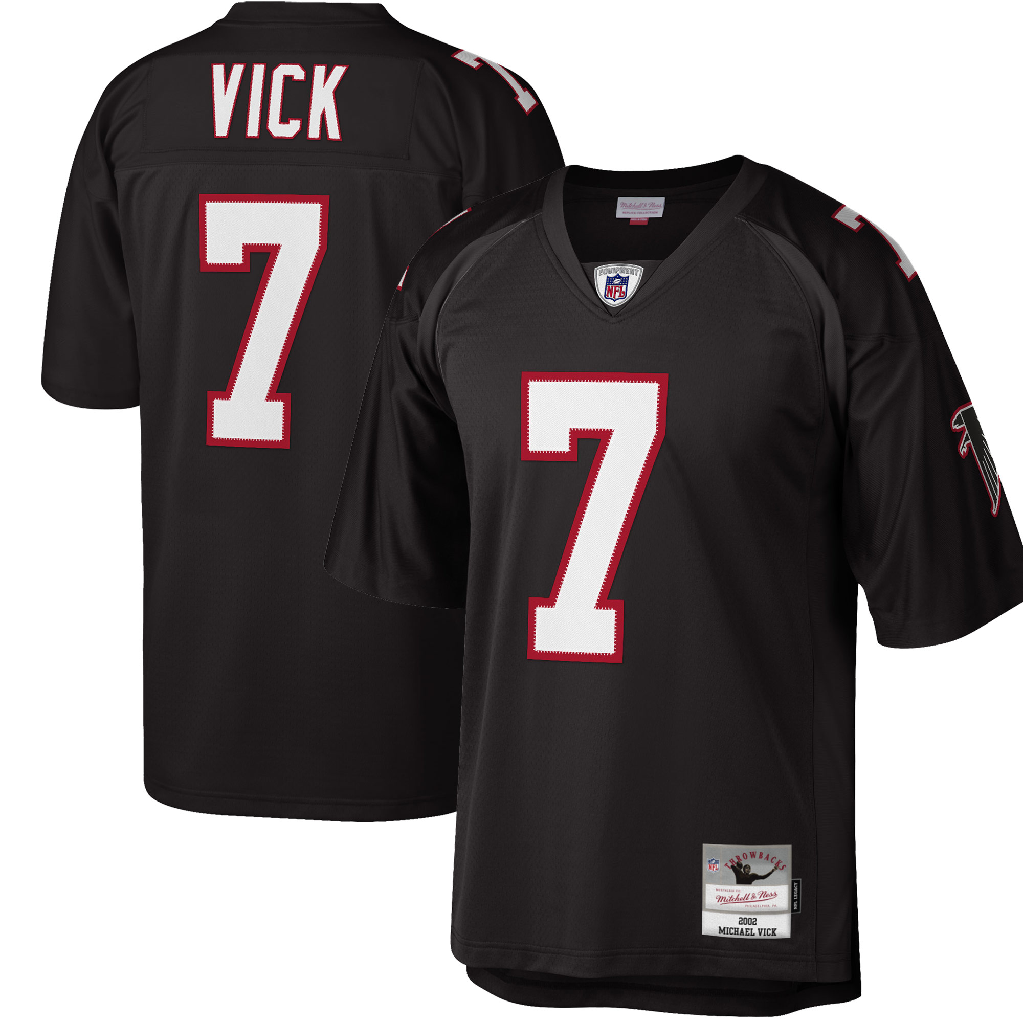 Men's Mitchell & Ness Michael Vick Black Atlanta Falcons Big & Tall 2002 Retired Player Replica Jersey