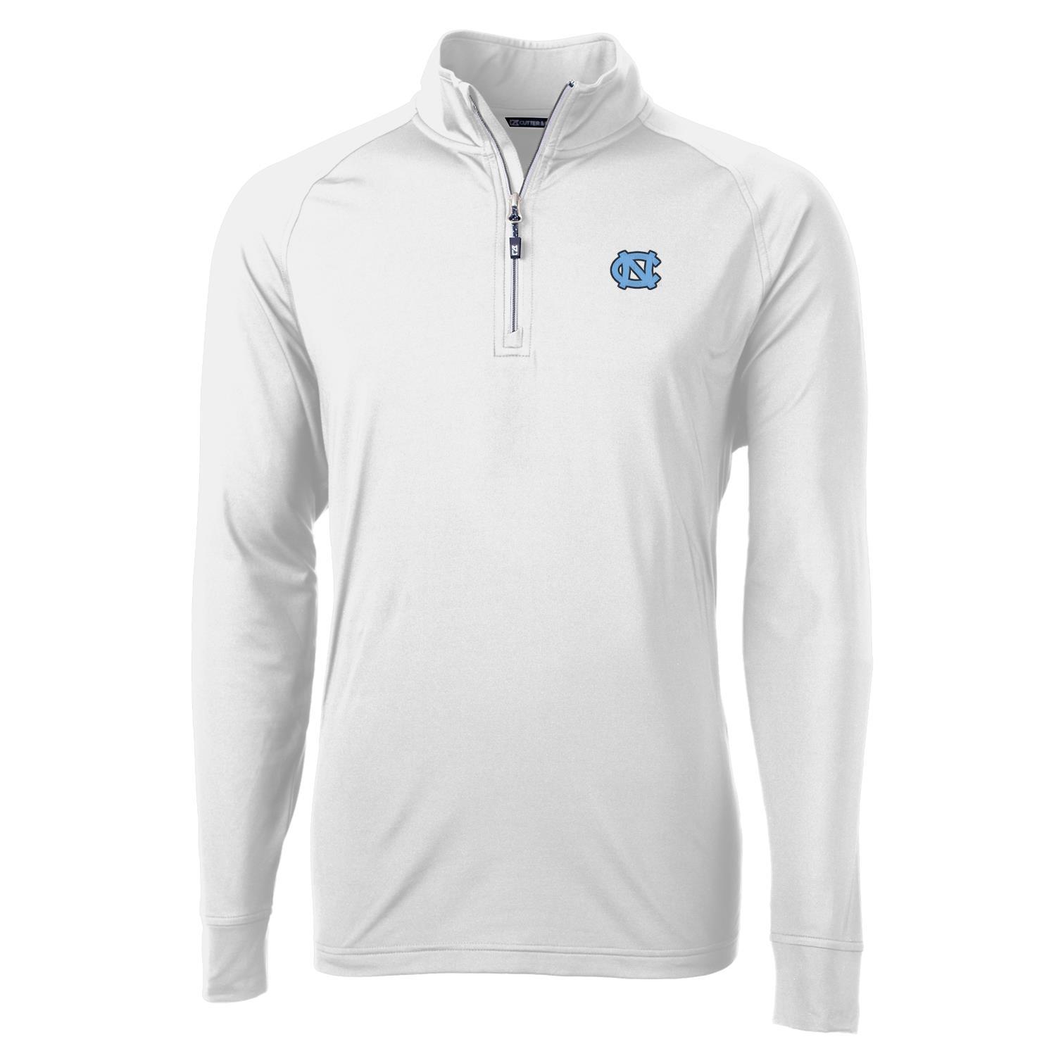Men’s Cutter & Buck White North Carolina Tar Heels Adapt Eco Knit Quarter-Zip Pullover Jacket