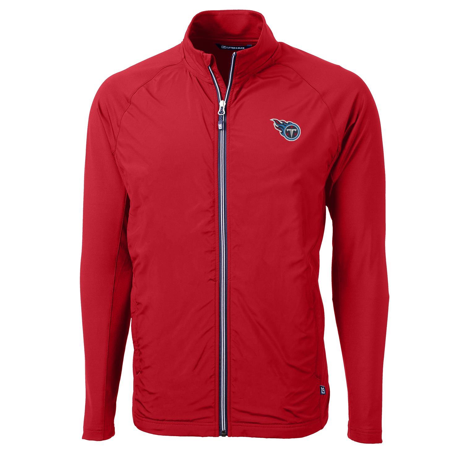 Men's Cutter & Buck Red Tennessee Titans Adapt Eco Knit Full-Zip Jacket