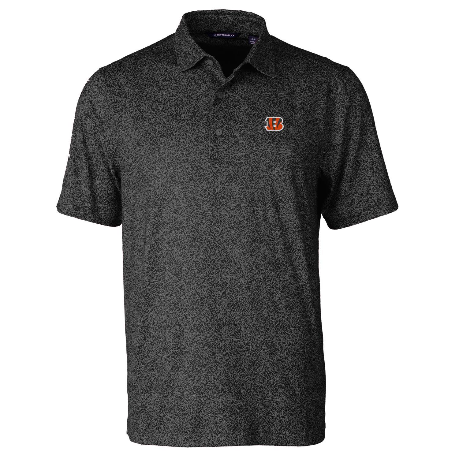Men's Cutter & Buck Black Cincinnati Bengals Pike Constellation Print Stretch Polo