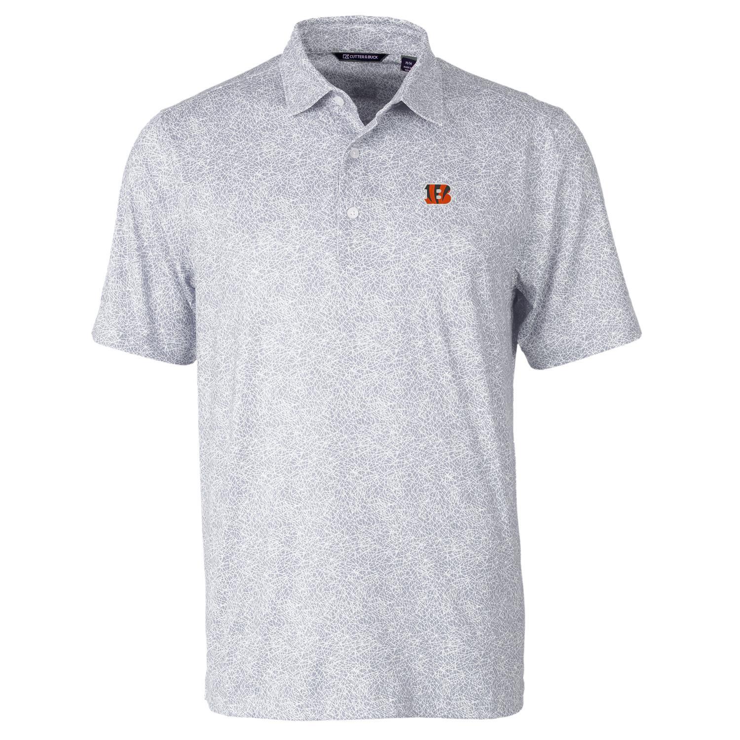 Men's Cutter & Buck Gray Cincinnati Bengals Pike Constellation Print Stretch Polo