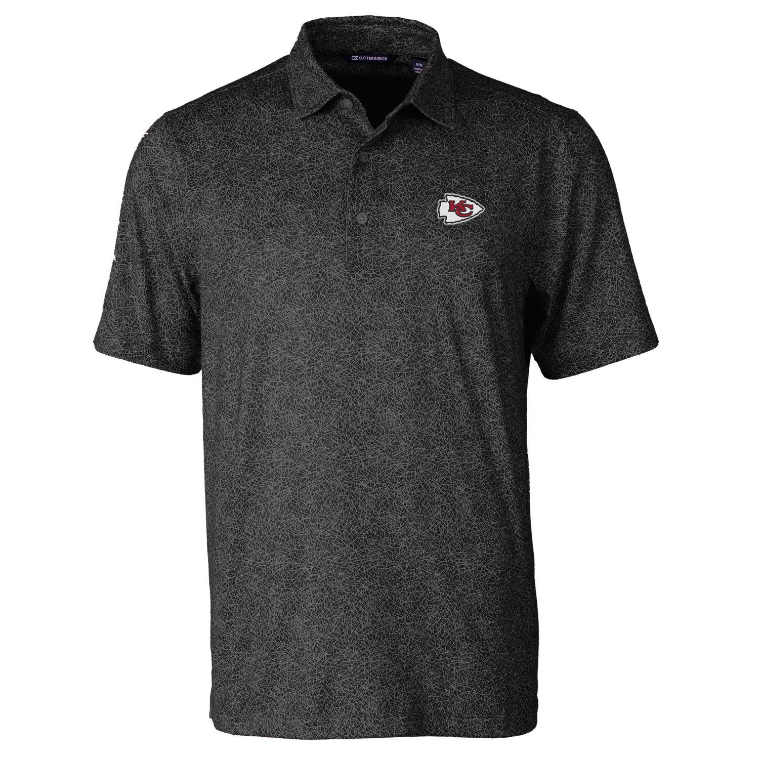 Men's Cutter & Buck Black Kansas City Chiefs Pike Constellation Print Stretch Polo