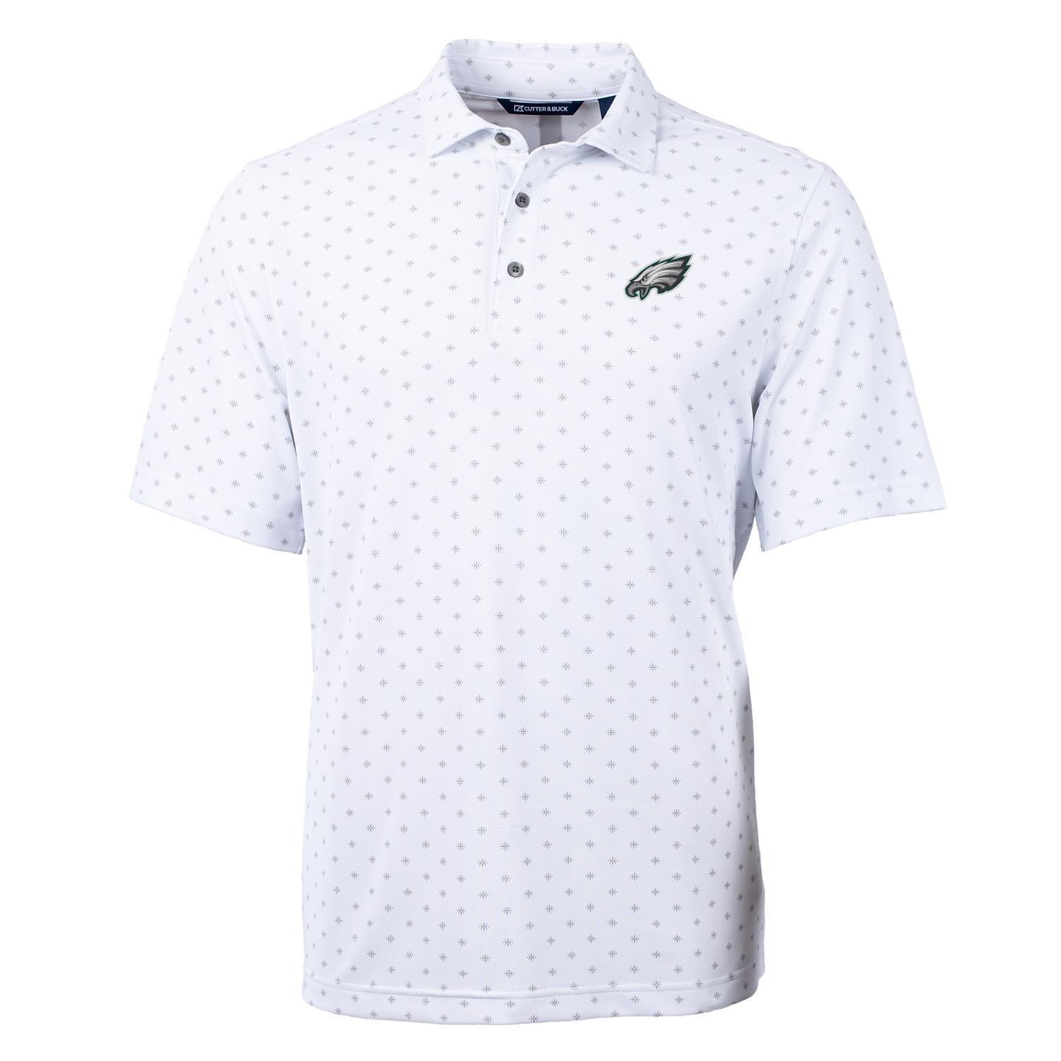 Men's Cutter & Buck White Philadelphia Eagles Virtue Eco Pique Tile Print Polo