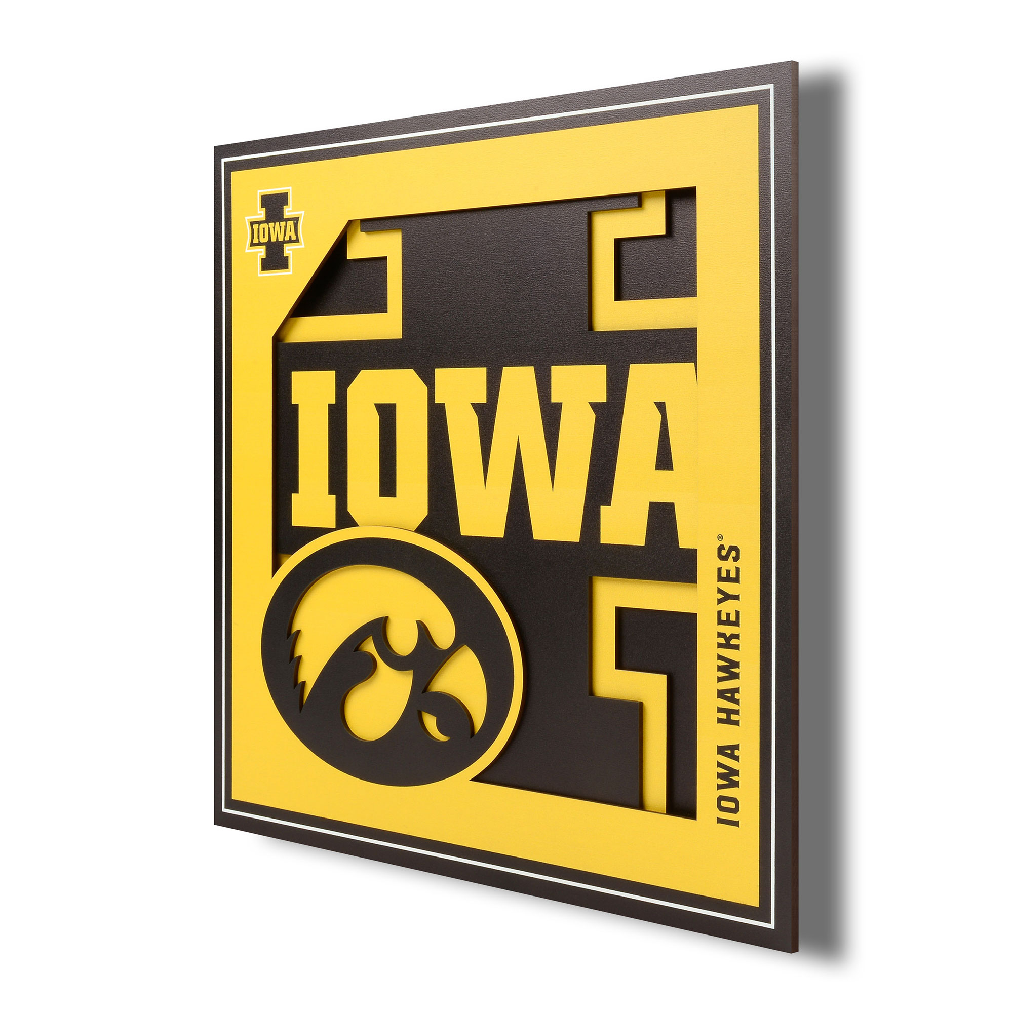 Fanpoint Iowa Hawkeyes 12'' x 12'' 3D Logo Wall Art