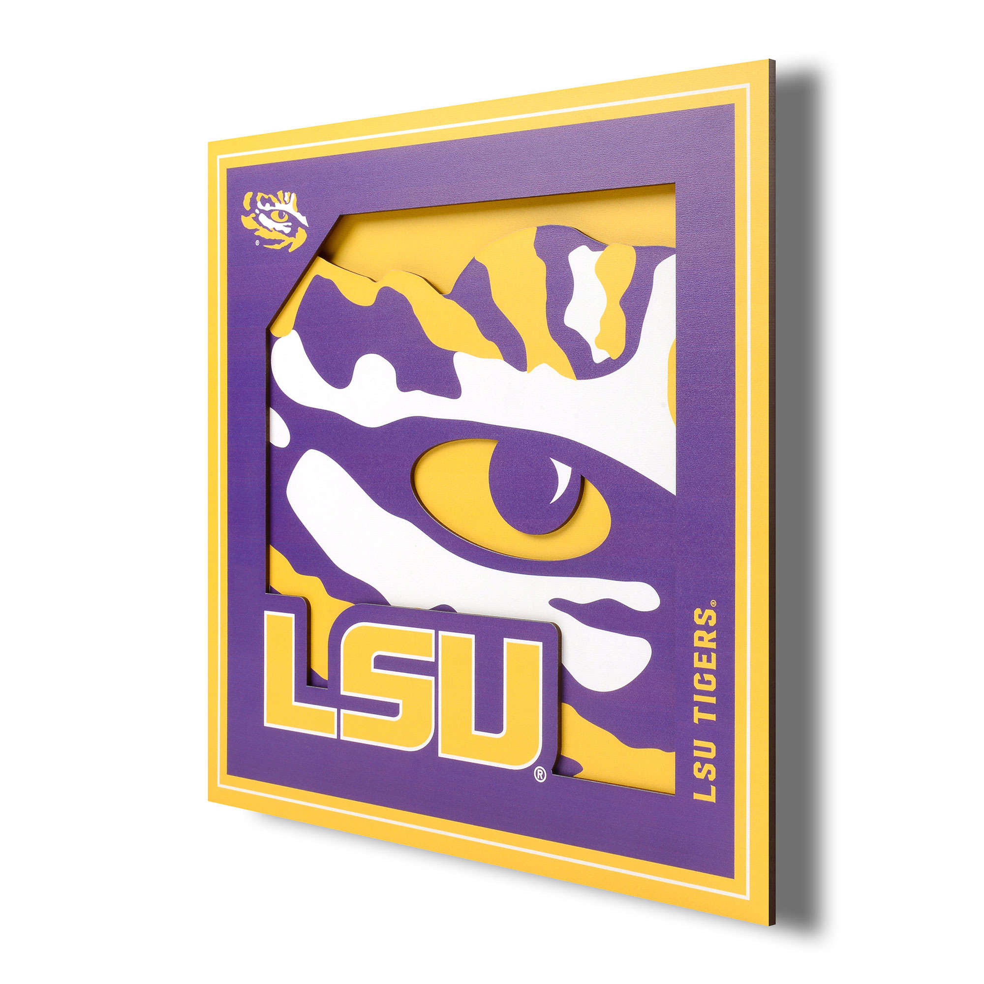 Fanpoint LSU Tigers 12'' x 12'' 3D Logo Wall Art