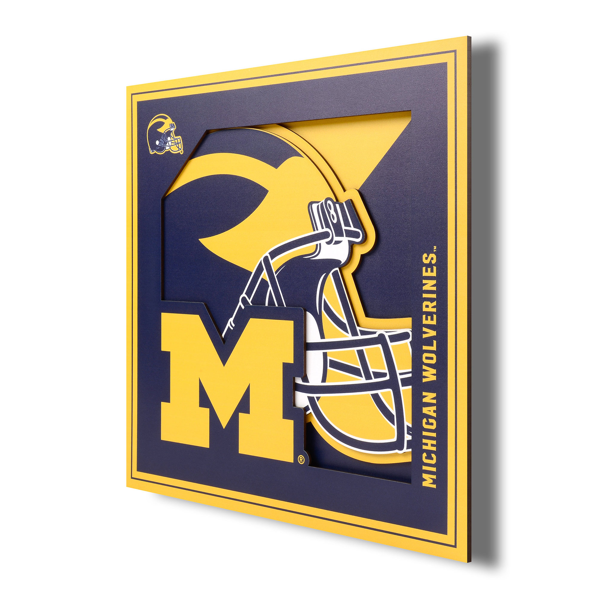 Fanpoint Michigan Wolverines 12'' x 12'' 3D Logo Wall Art