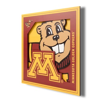 Fanpoint Minnesota Golden Gophers 12'' x 12'' 3D Logo Wall Art