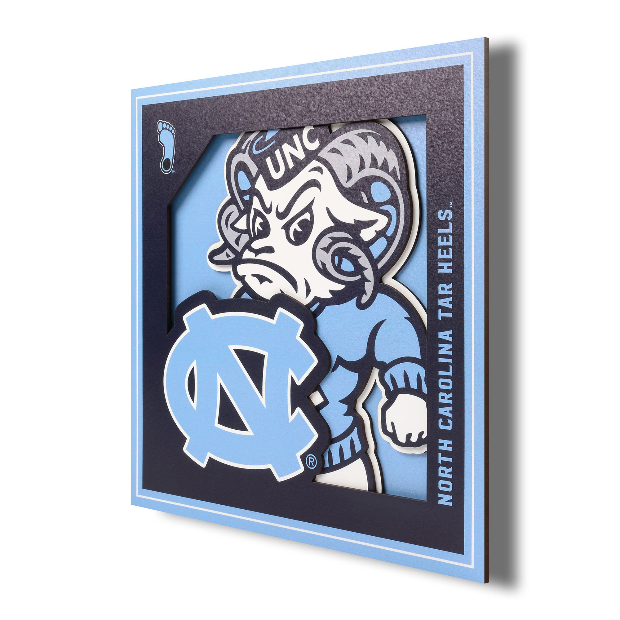 IDNA North Carolina Tar Heels 12'' x 12'' 3D Logo Wall Art