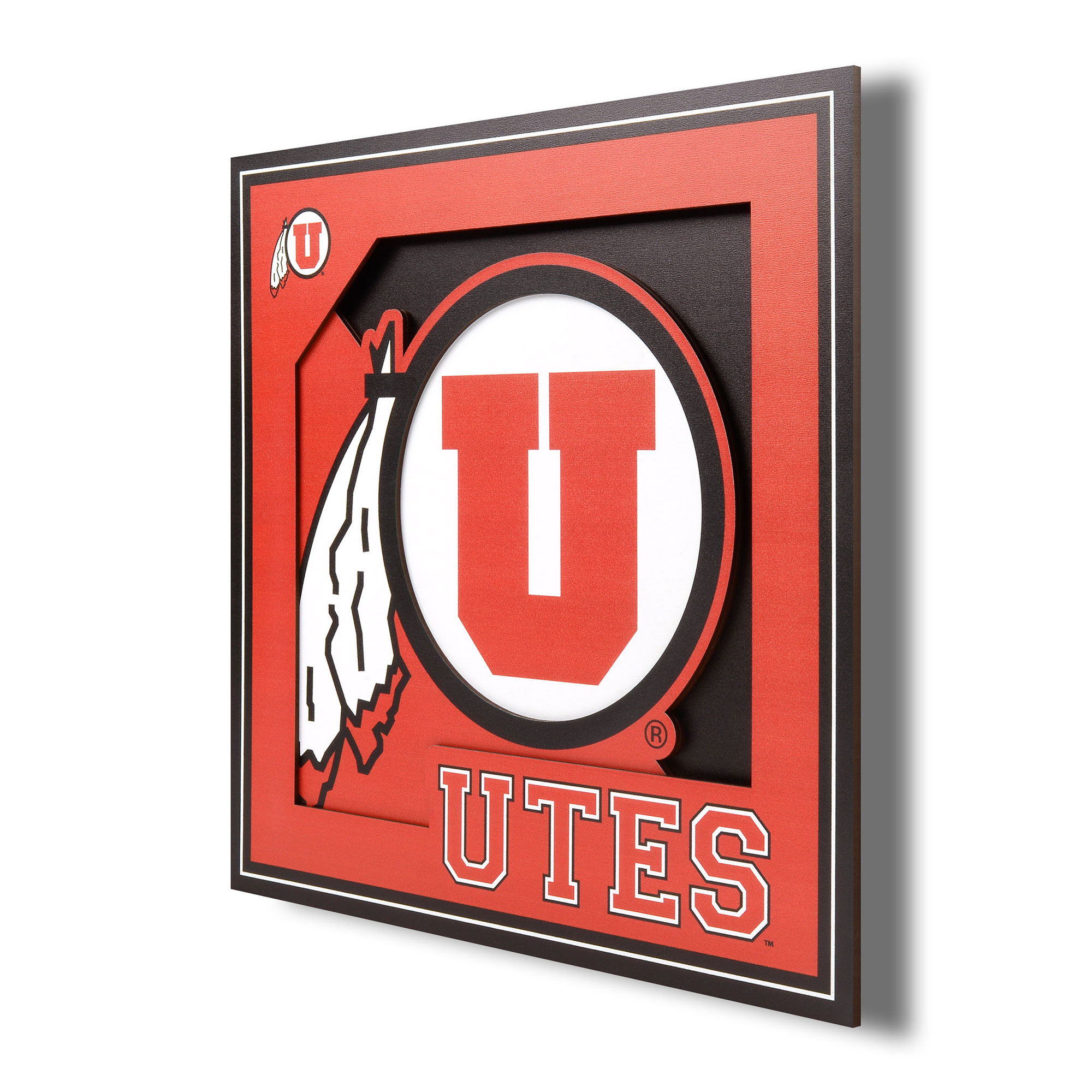 Fanpoint Utah Utes 12'' x 12'' 3D Logo Wall Art