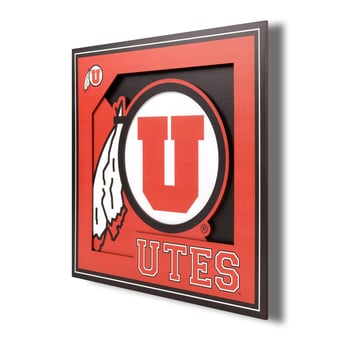 Fanpoint Utah Utes 12'' x 12'' 3D Logo Wall Art