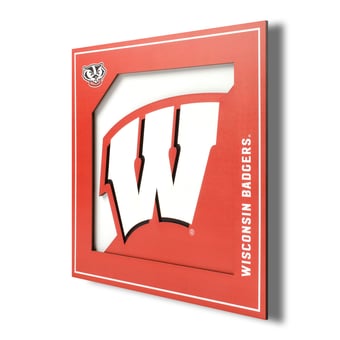 Fanpoint Wisconsin Badgers 12'' x 12'' 3D Logo Wall Art