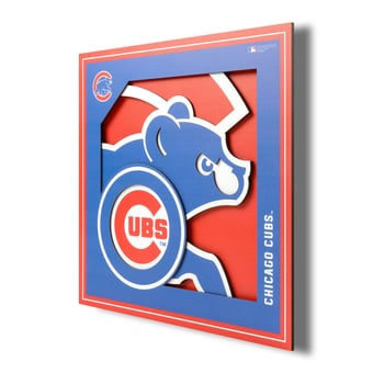Fanpoint Chicago Cubs 12'' x 12'' 3D Logo Wall Art