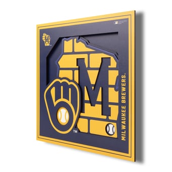 Fanpoint Milwaukee Brewers 12'' x 12'' 3D Logo Wall Art