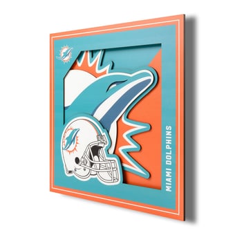 IDNA Miami Dolphins 12'' x 12'' 3D Logo Wall Art