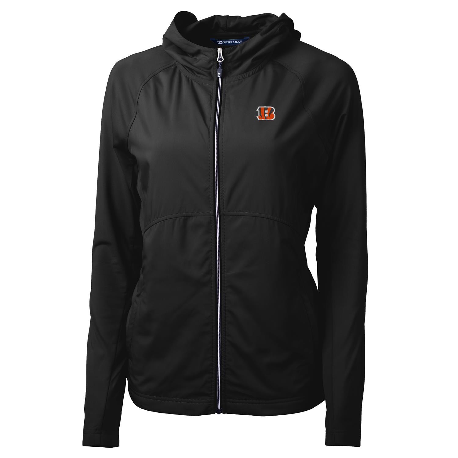 Women's Cutter & Buck Black Cincinnati Bengals Adapt Eco Knit Full-Zip Hoodie