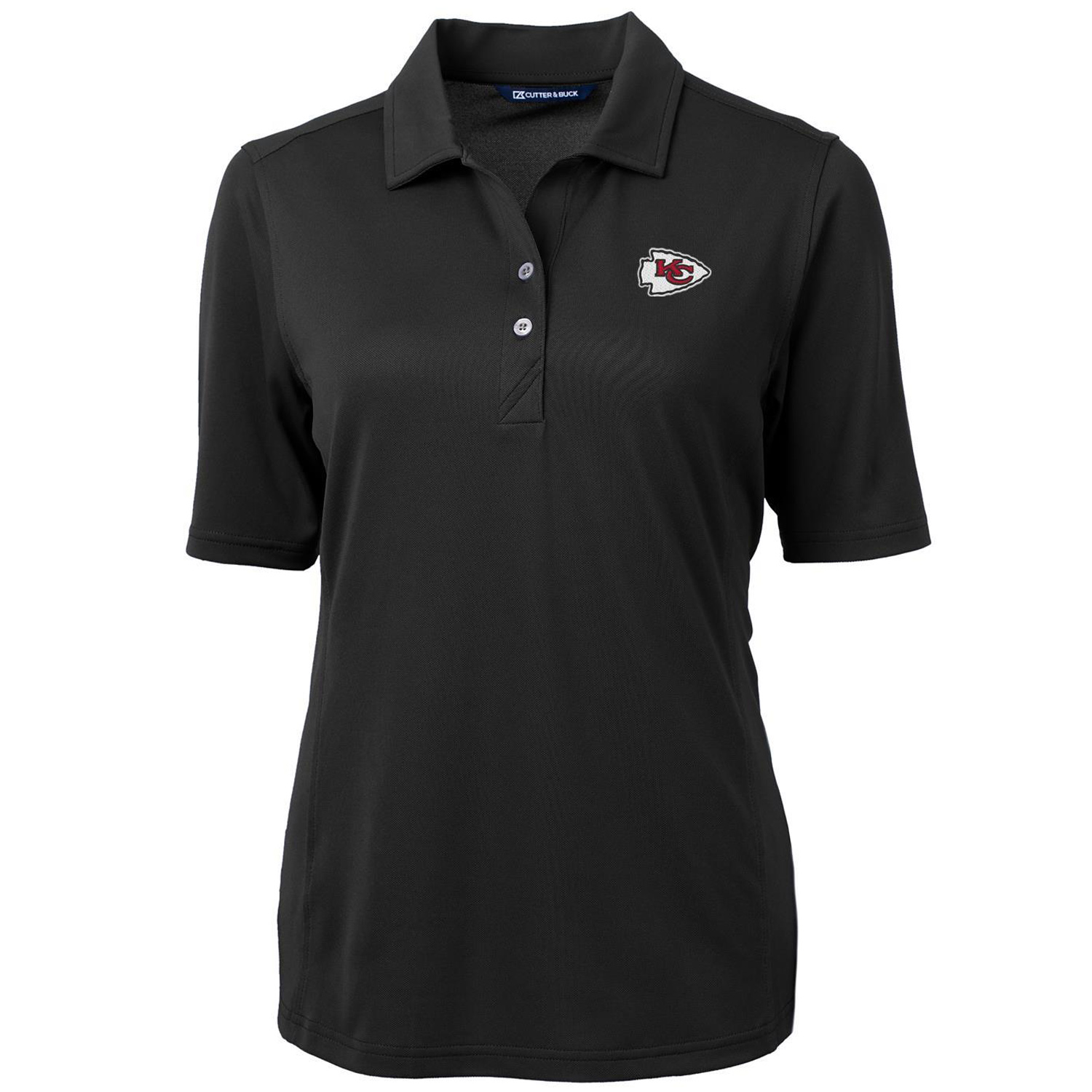 Women's Cutter & Buck Black Kansas City Chiefs Virtue Eco Pique Recycled Polo