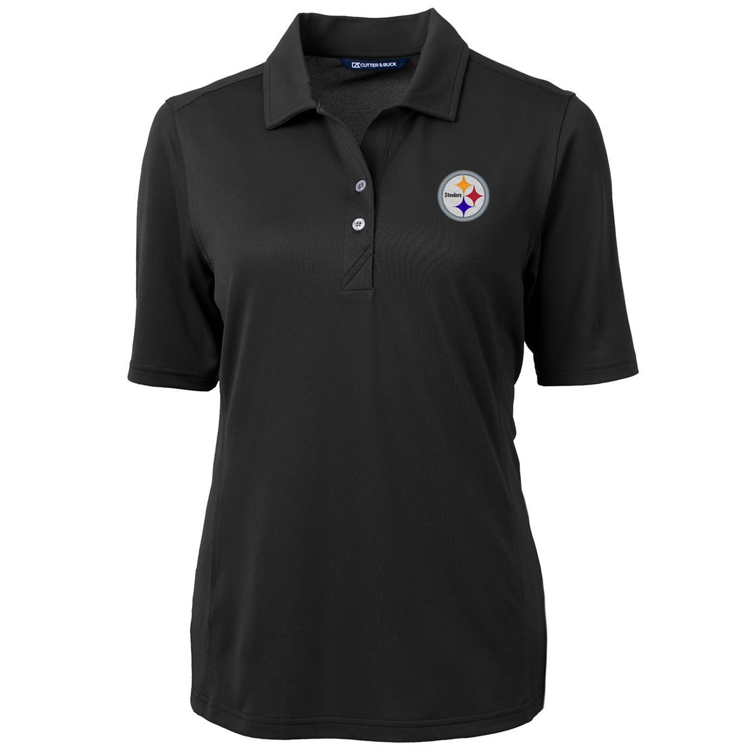 Women's Cutter & Buck Black Pittsburgh Steelers Virtue Eco Pique Recycled Polo