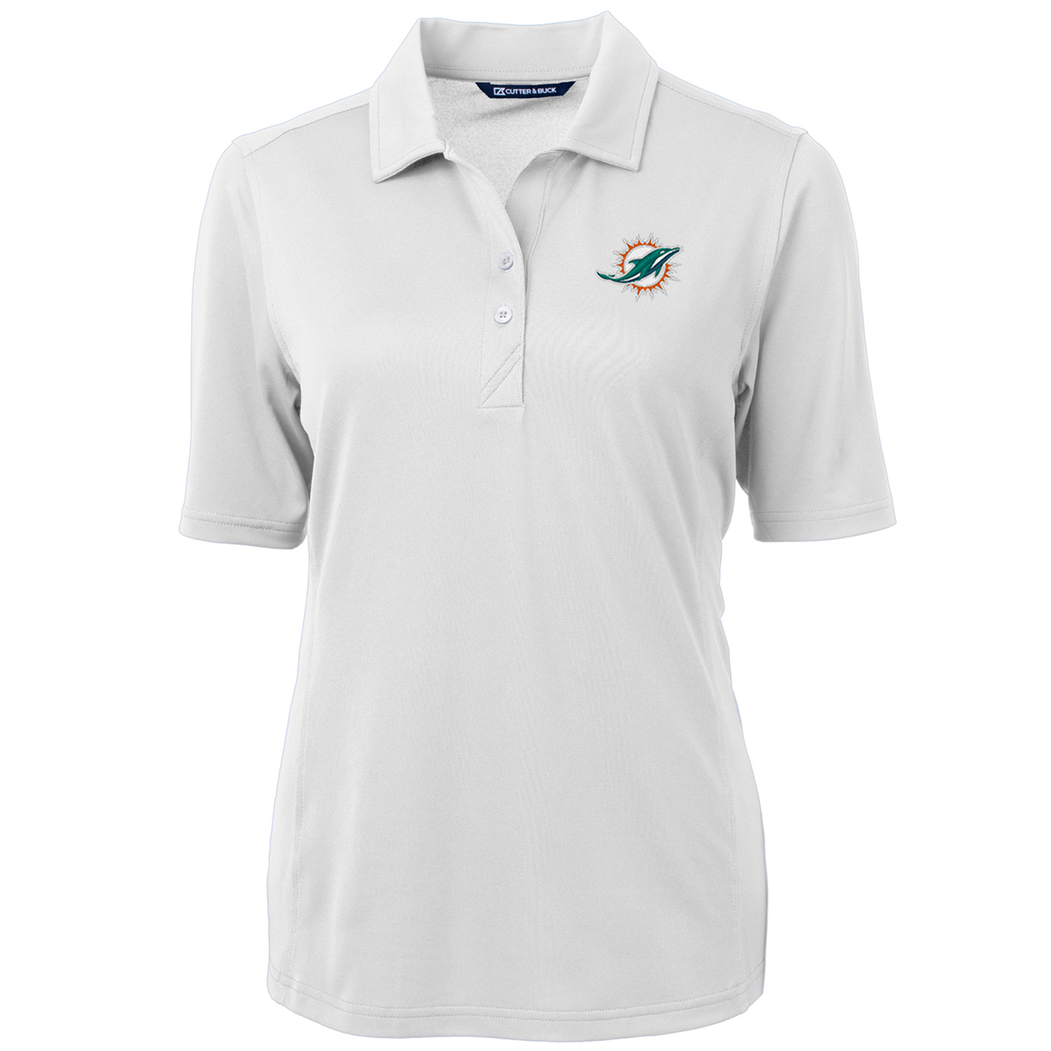 Women's Cutter & Buck White Miami Dolphins Virtue Eco Pique Recycled Polo