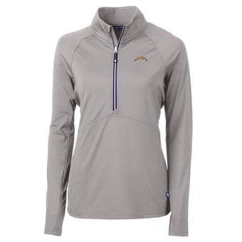 Women's Cutter & Buck Gray Los Angeles Chargers Adapt Eco Knit Half-Zip Pullover Jacket