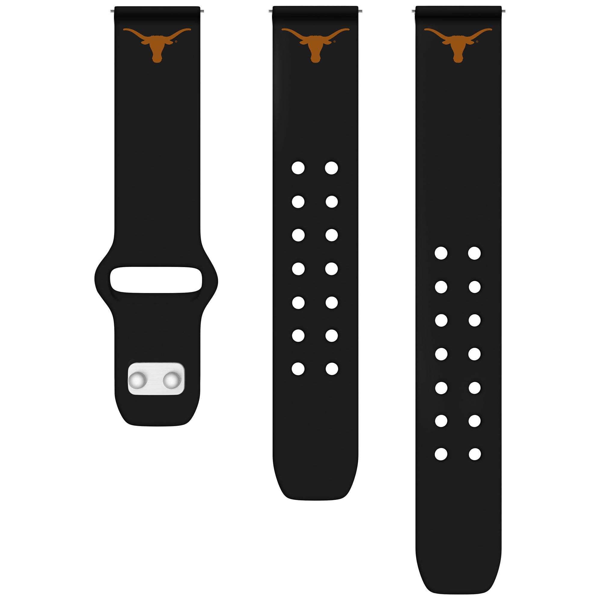 Black Texas Longhorns 20mm Samsung Silicone Watch Band