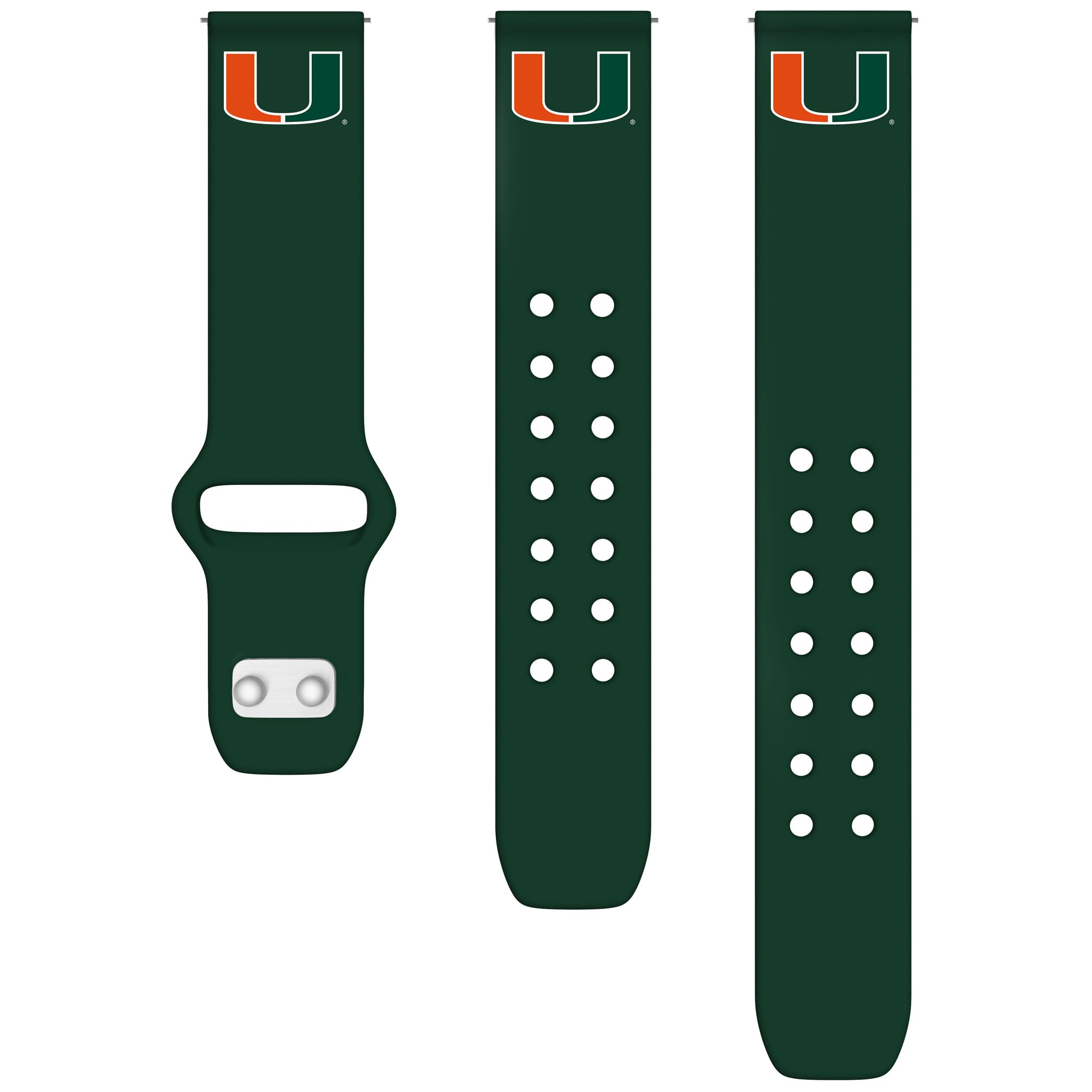 Green Miami Hurricanes 22mm Samsung Silicone Watch Band