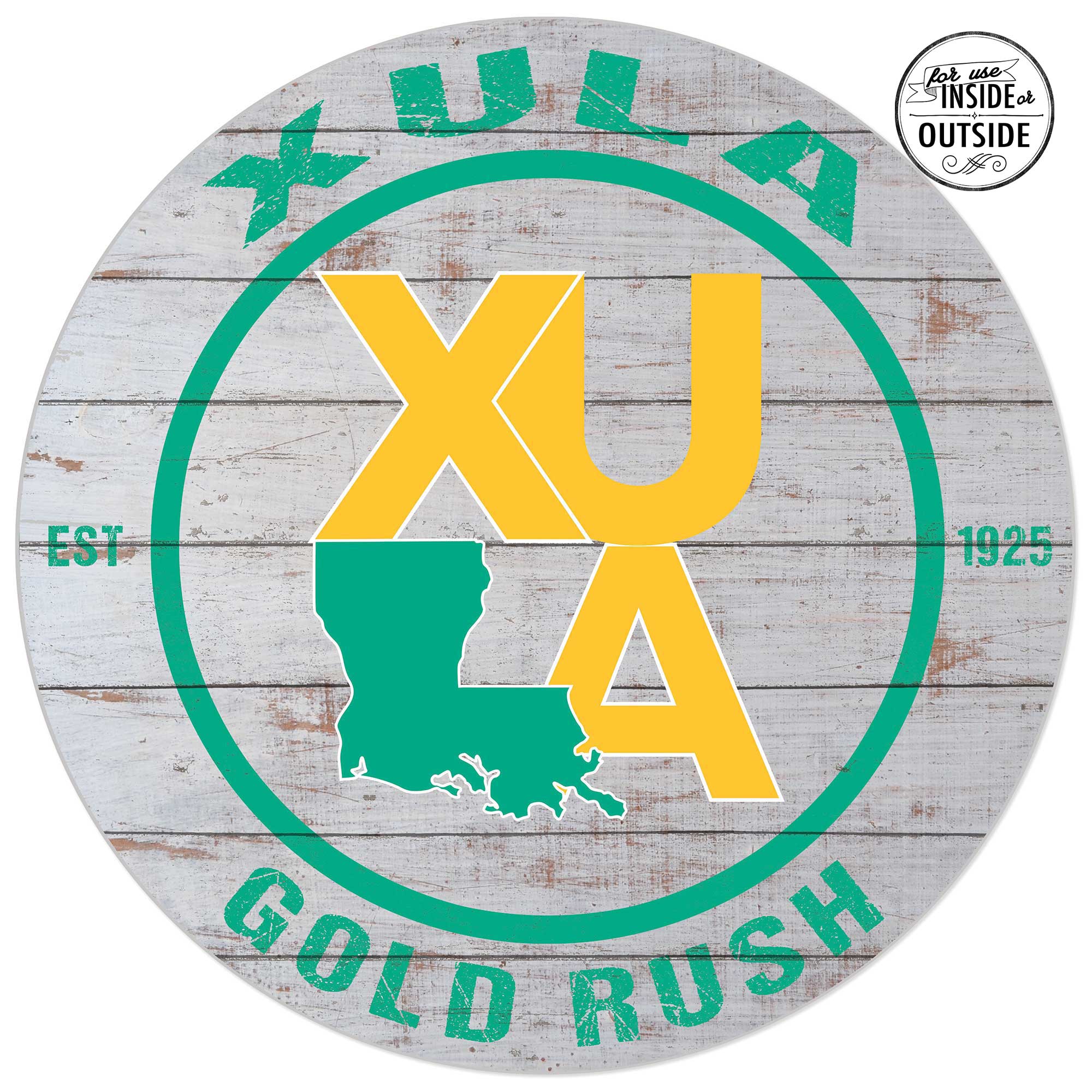 XULA Gold 20'' x 20'' Indoor/Outdoor Weathered Circle Sign