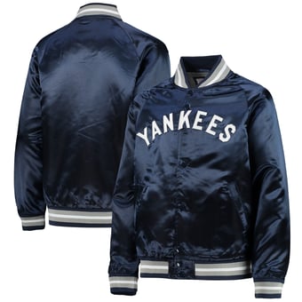 Youth Mitchell & Ness Navy New York Yankees Cooperstown Collection Raglan Satin Full-Snap Jacket