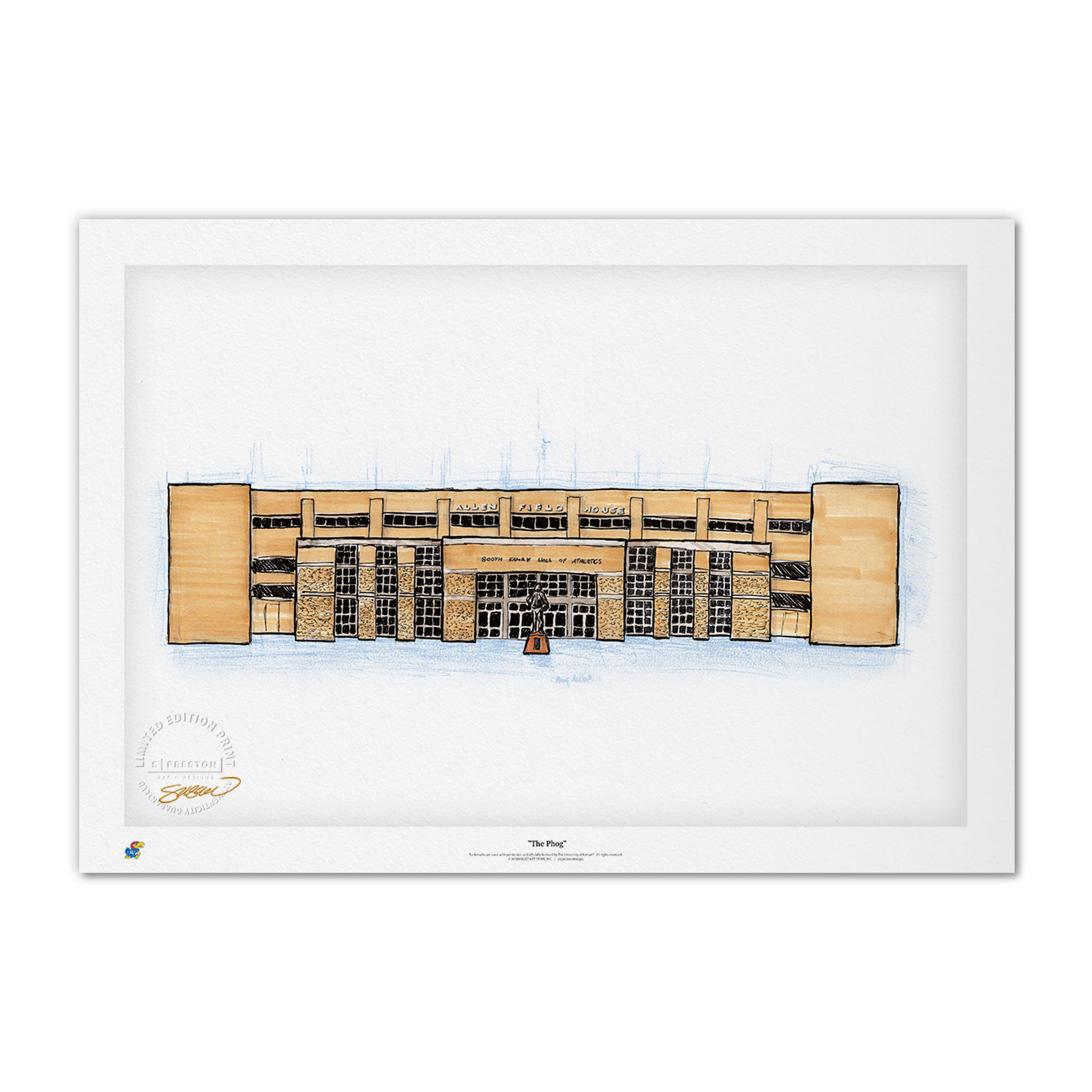 Kansas Jayhawks Allen Fieldhouse Sketch 36'' x 24'' Limited Edition Fine Art Print