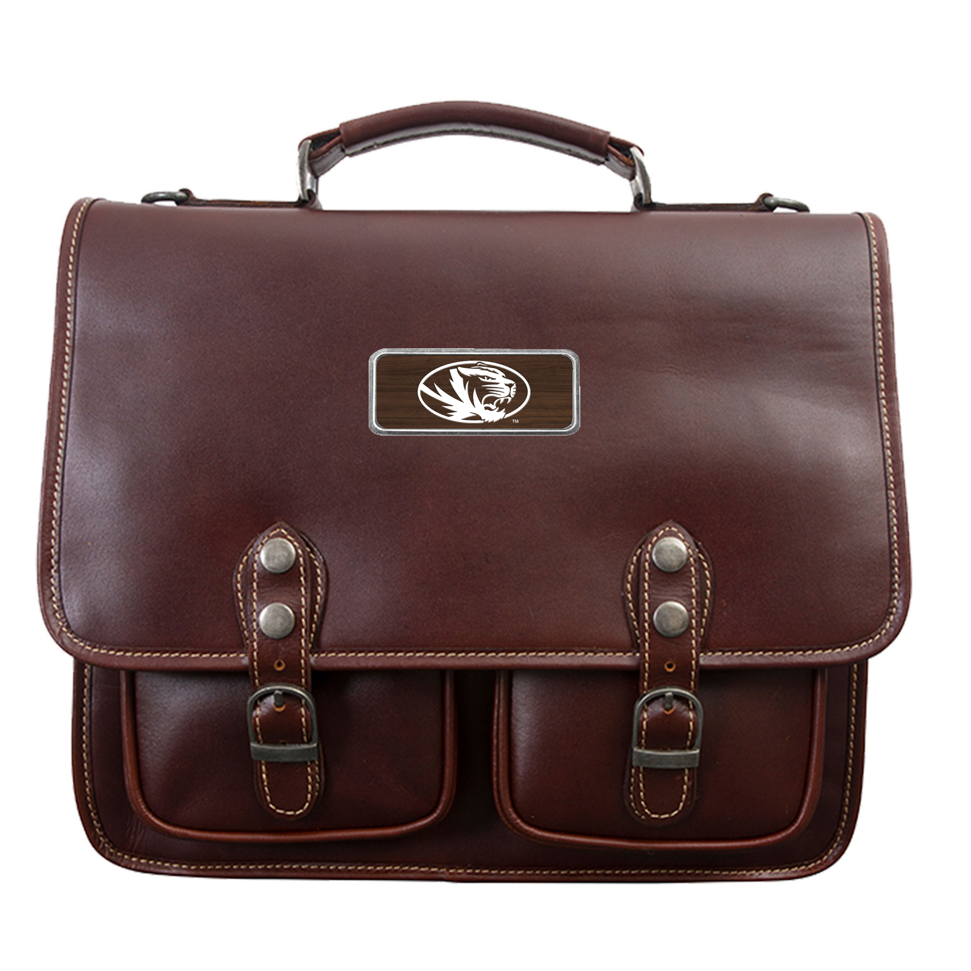 Brown Missouri Tigers Logo Plate Sabino Canyon Briefcase