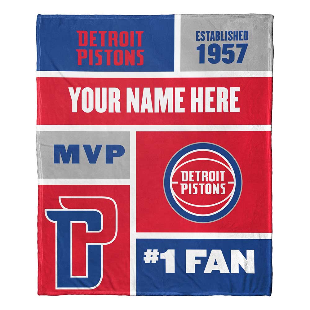 The Northwest Group Detroit Pistons 50'' x 60'' Colorblock Personalized Silk Touch Throw