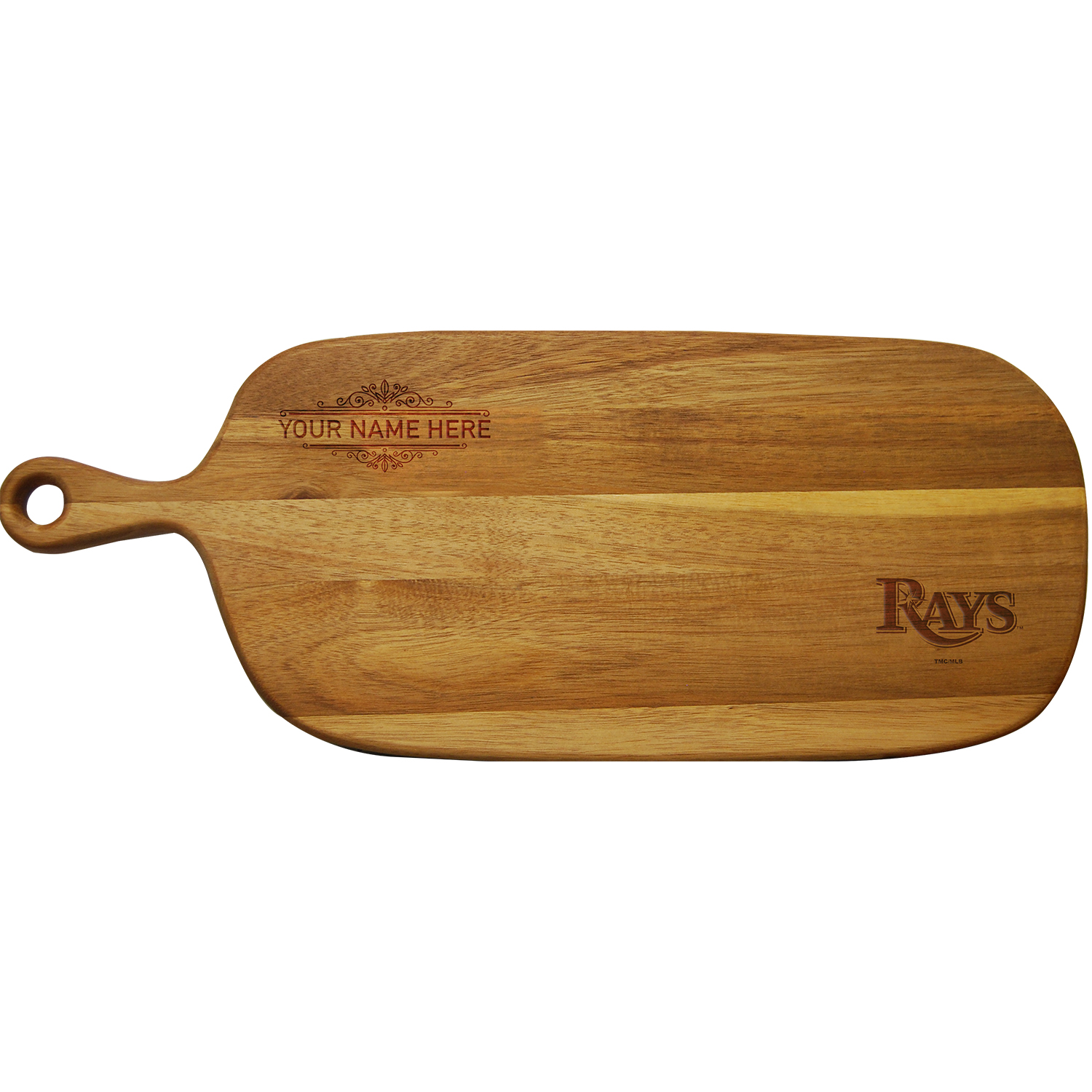 Tampa Bay Rays Personalized Acacia Paddle Serving Board Tampa Bay Rays Personalized Acacia Paddle Serving Board