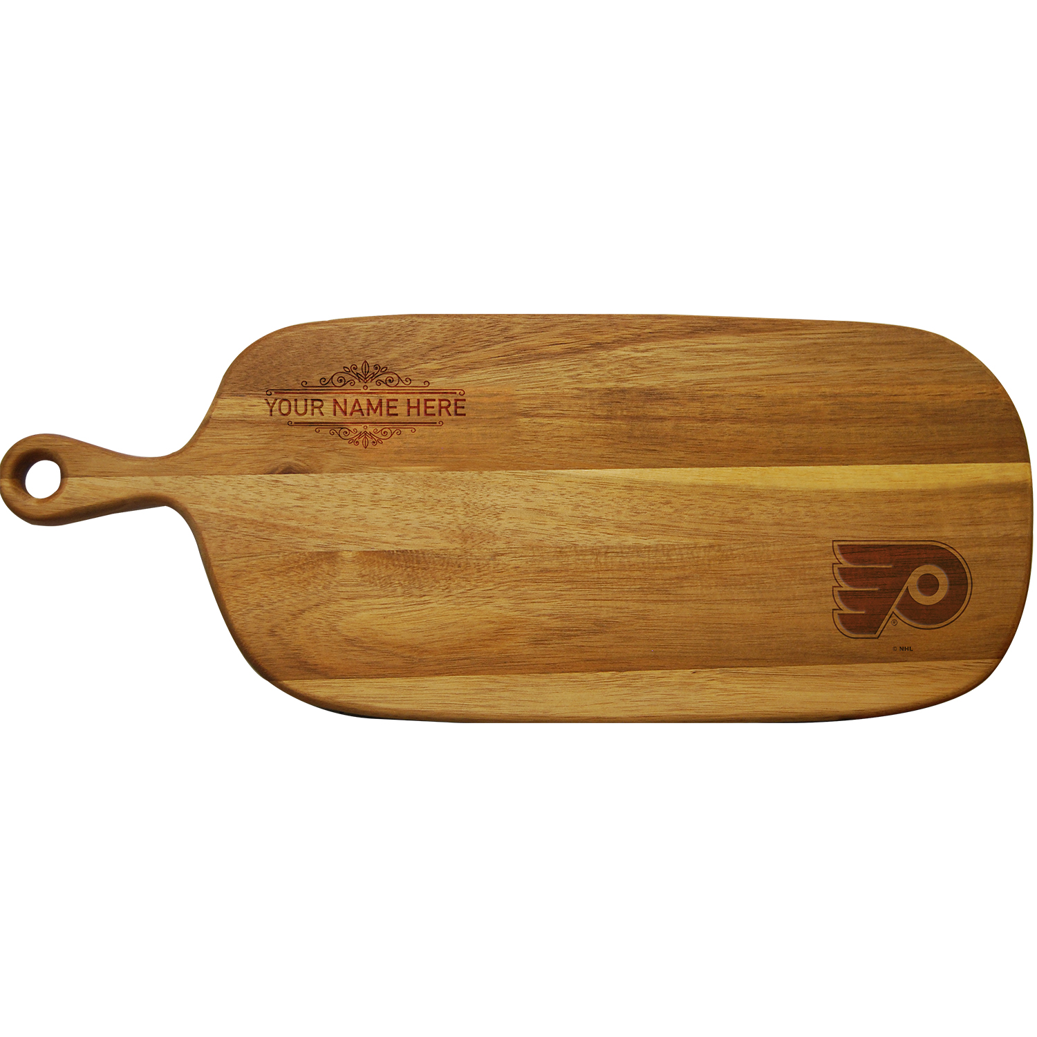 Philadelphia Flyers Personalized Acacia Paddle Serving Board