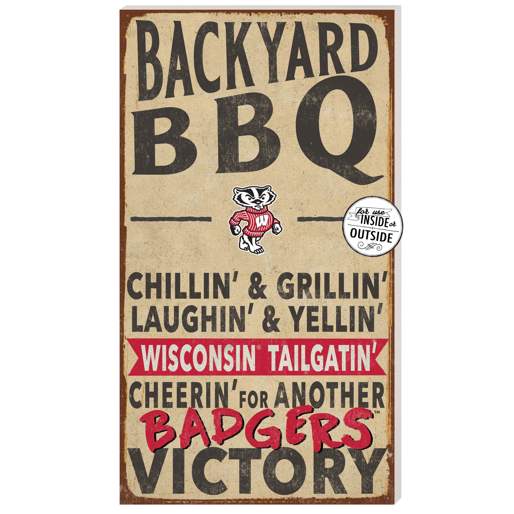 Wisconsin Badgers 11'' x 20'' Indoor/Outdoor BBQ Sign